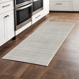 2' X 8' White And Grey Geometric Power Loom Stain Resistant Runner Rug - Homeroots - Flyclothing LLC
