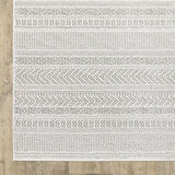 2' X 8' White And Grey Geometric Power Loom Stain Resistant Runner Rug - Homeroots - Flyclothing LLC