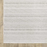 5' X 8' White And Grey Geometric Power Loom Stain Resistant Area Rug - Homeroots - Flyclothing LLC