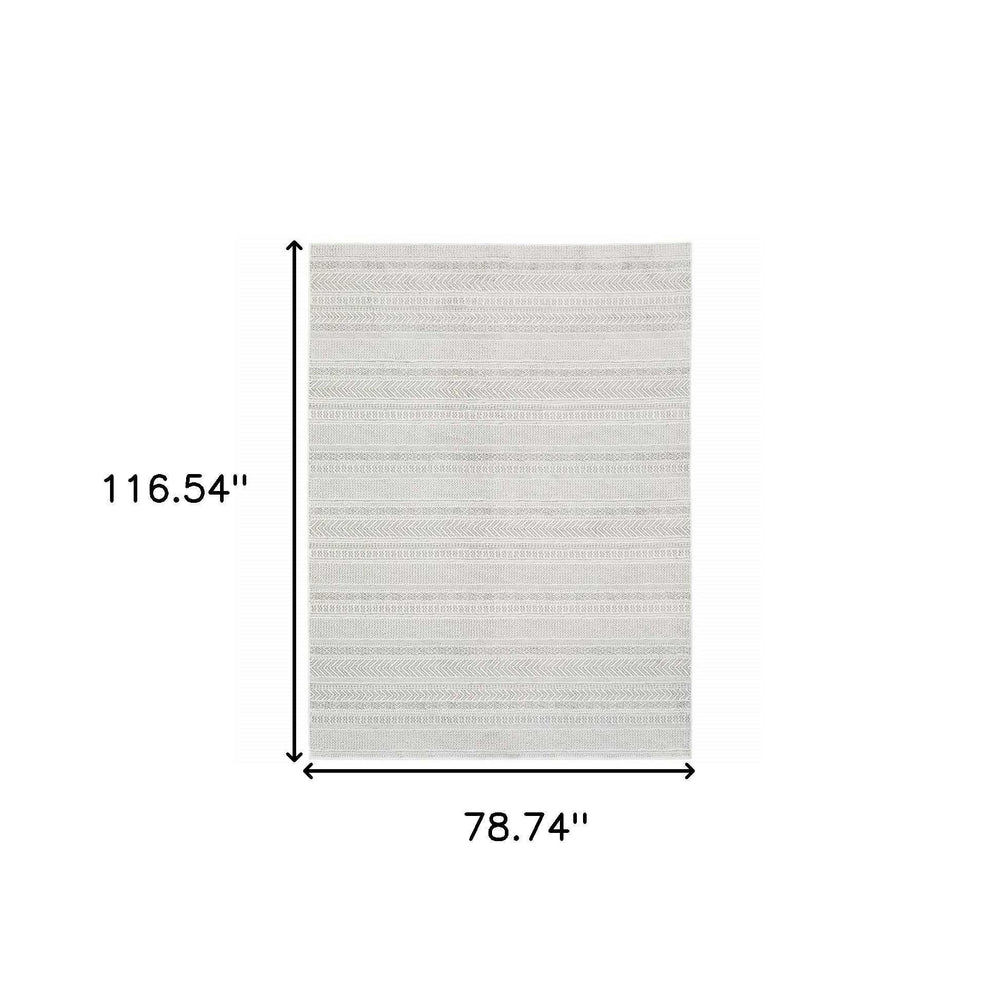 6' X 9' White And Grey Geometric Power Loom Stain Resistant Area Rug - Homeroots - Flyclothing LLC