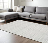 6' X 9' White And Grey Geometric Power Loom Stain Resistant Area Rug - Homeroots - Flyclothing LLC