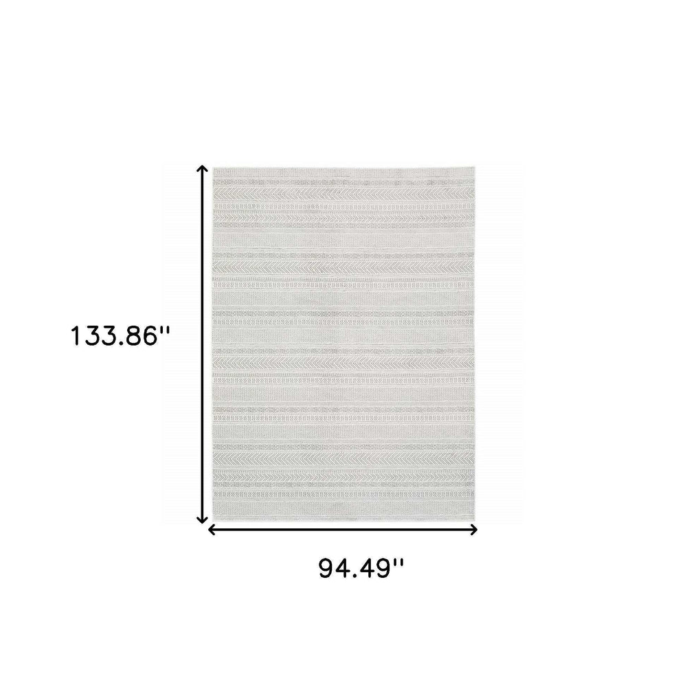 8' X 11' White And Grey Geometric Power Loom Stain Resistant Area Rug - Homeroots - Flyclothing LLC