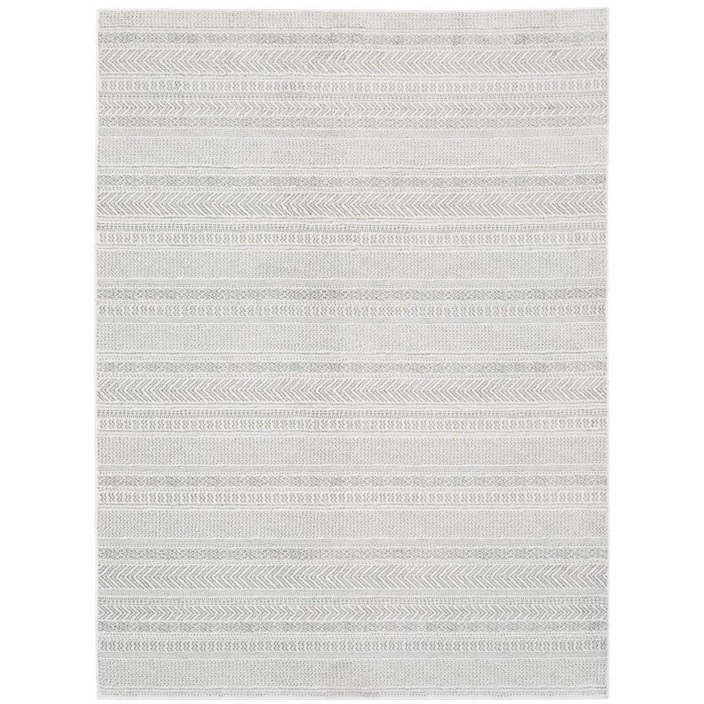 10' X 13' White And Grey Geometric Power Loom Stain Resistant Area Rug - Homeroots - Flyclothing LLC