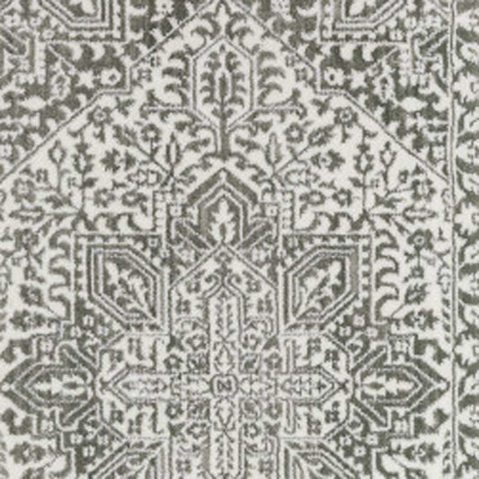 2' X 8' Grey And White Oriental Power Loom Stain Resistant Runner Rug - Homeroots - Flyclothing LLC