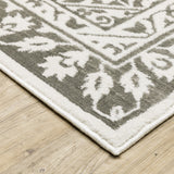 2' X 8' Grey And White Oriental Power Loom Stain Resistant Runner Rug - Homeroots
