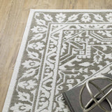 2' X 8' Grey And White Oriental Power Loom Stain Resistant Runner Rug - Homeroots - Flyclothing LLC