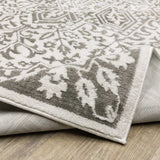 2' X 8' Grey And White Oriental Power Loom Stain Resistant Runner Rug - Homeroots - Flyclothing LLC