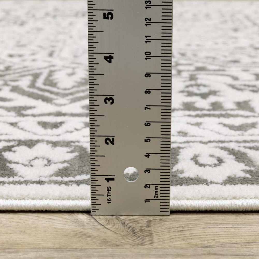 2' X 8' Grey And White Oriental Power Loom Stain Resistant Runner Rug - Homeroots - Flyclothing LLC