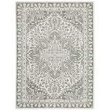 6' X 9' Grey And White Oriental Power Loom Stain Resistant Area Rug - Homeroots - Flyclothing LLC