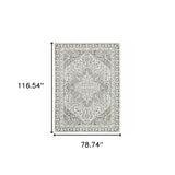 6' X 9' Grey And White Oriental Power Loom Stain Resistant Area Rug - Homeroots - Flyclothing LLC