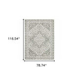 6' X 9' Grey And White Oriental Power Loom Stain Resistant Area Rug - Homeroots - Flyclothing LLC
