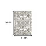 8' X 11' Grey And White Oriental Power Loom Stain Resistant Area Rug - Homeroots - Flyclothing LLC