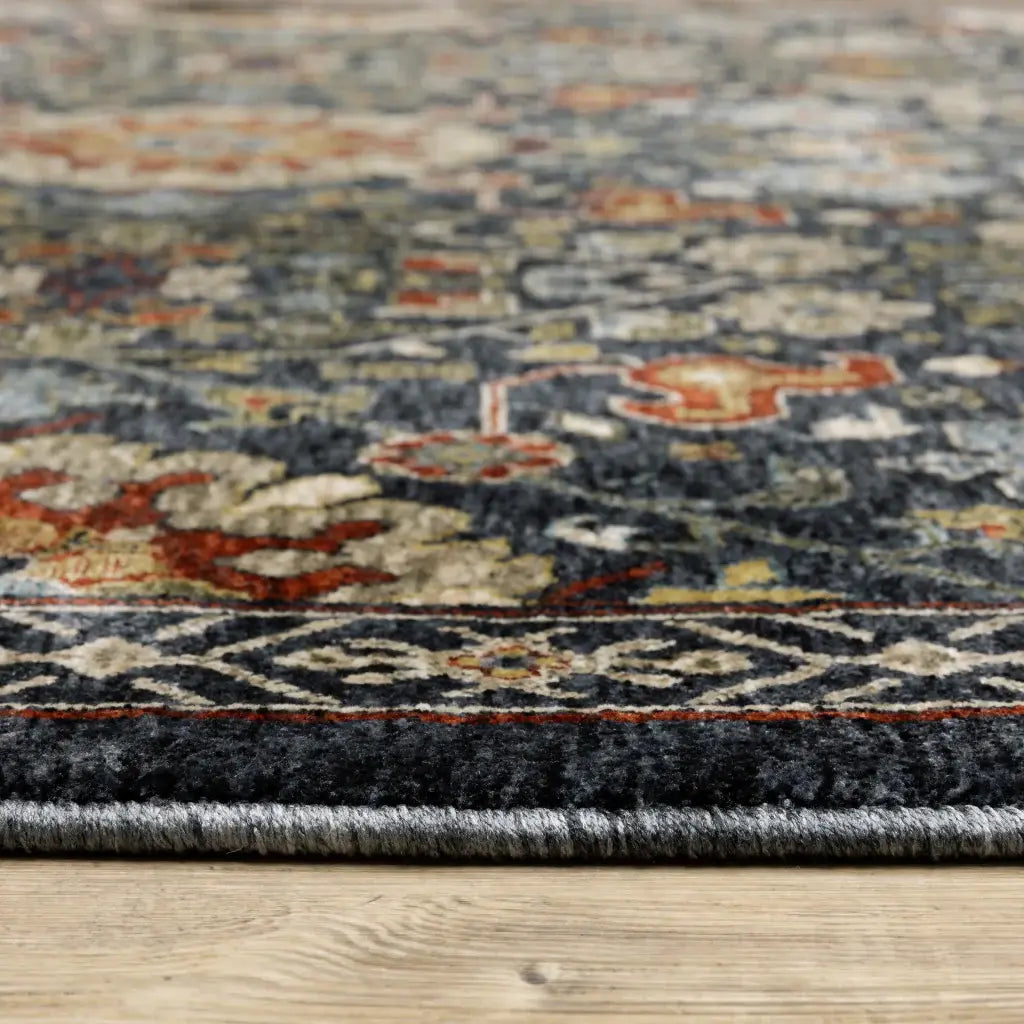 2' X 8' Blue And Ivory Oriental Power Loom Runner Rug With Fringe - Homeroots - Flyclothing LLC