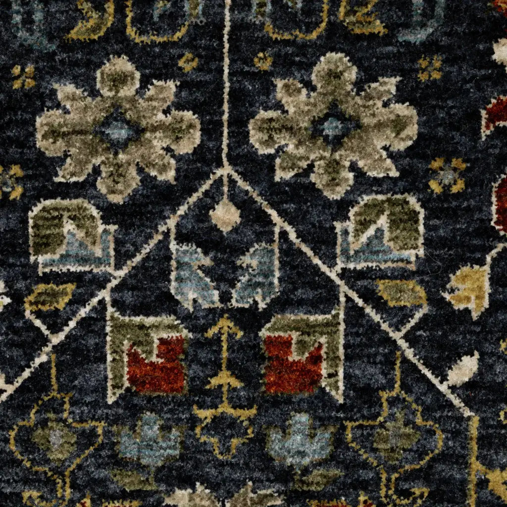 2' X 8' Blue And Ivory Oriental Power Loom Runner Rug With Fringe - Homeroots - Flyclothing LLC