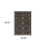 5' X 8' Blue Red Ivory And Gold Oriental Power Loom Stain Resistant Area Rug With Fringe - Homeroots - Flyclothing LLC