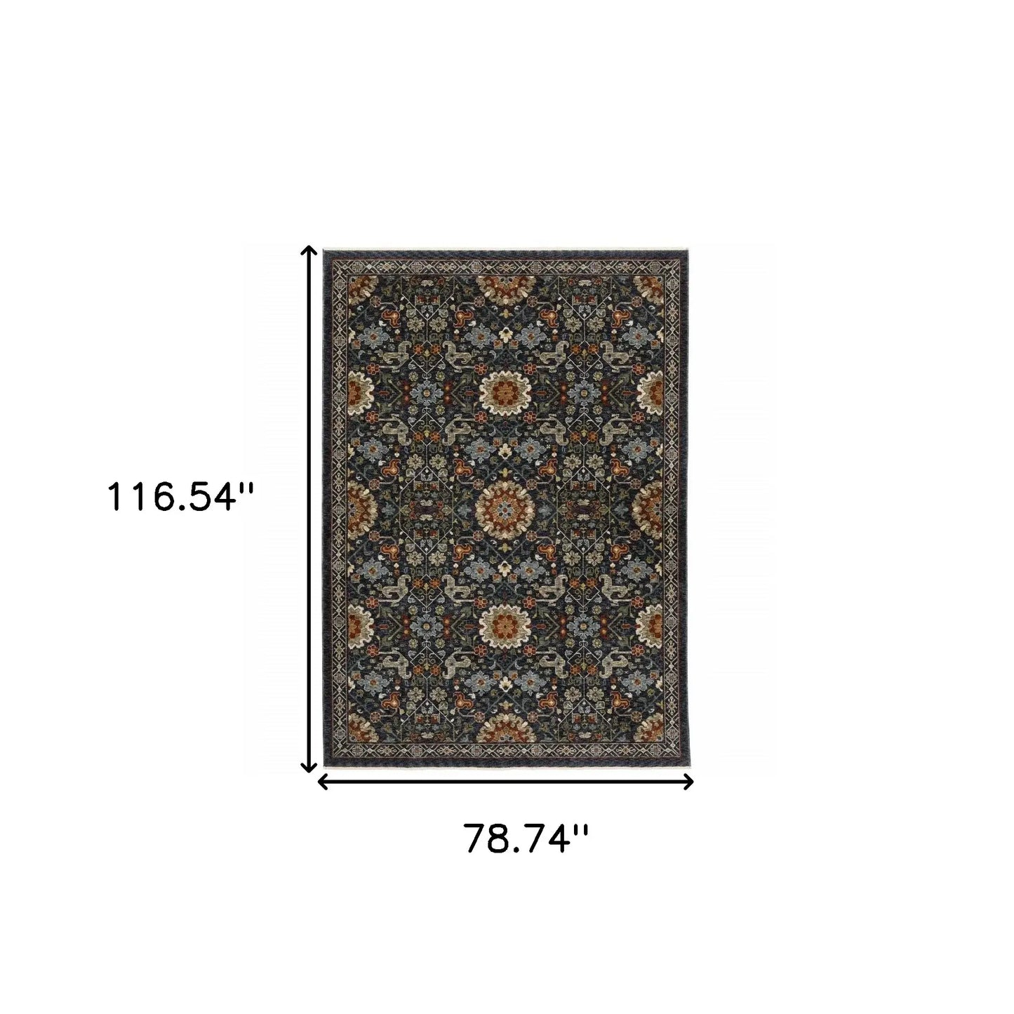 6' X 9' Blue Red Ivory And Gold Oriental Power Loom Stain Resistant Area Rug With Fringe - Homeroots - Flyclothing LLC