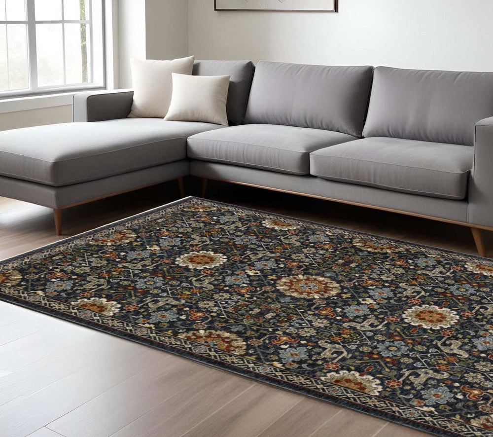 6' X 9' Blue Red Ivory And Gold Oriental Power Loom Stain Resistant Area Rug With Fringe - Homeroots - Flyclothing LLC