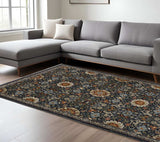 8' X 11' Blue Red Ivory And Gold Oriental Power Loom Stain Resistant Area Rug With Fringe - Homeroots - Flyclothing LLC