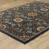10' X 13' Blue Red Ivory And Gold Oriental Power Loom Stain Resistant Area Rug With Fringe - Homeroots - Flyclothing LLC
