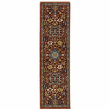 2' X 8' Red Blue Gold And Ivory Oriental Power Loom Stain Resistant Runner Rug With Fringe - Homeroots - Flyclothing LLC