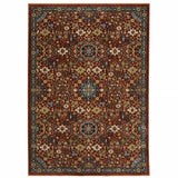 2' X 3' Red Blue Gold And Ivory Oriental Power Loom Stain Resistant Area Rug With Fringe - Homeroots - Flyclothing LLC
