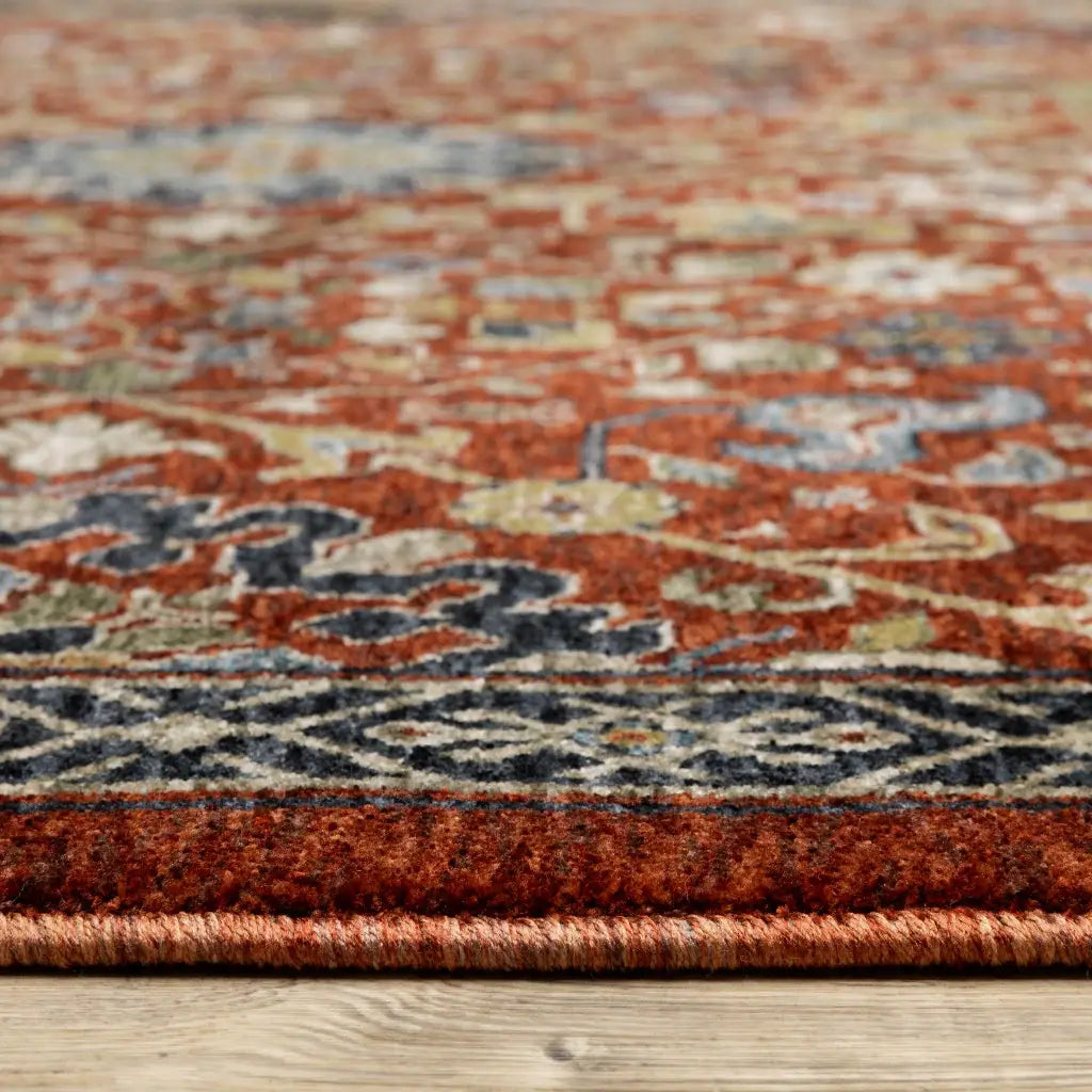 2' X 3' Red Blue Gold And Ivory Oriental Power Loom Stain Resistant Area Rug With Fringe - Homeroots - Flyclothing LLC