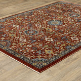 2' X 3' Red Blue Gold And Ivory Oriental Power Loom Stain Resistant Area Rug With Fringe - Homeroots - Flyclothing LLC