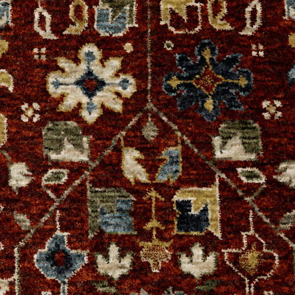 2' X 3' Red Blue Gold And Ivory Oriental Power Loom Stain Resistant Area Rug With Fringe - Homeroots - Flyclothing LLC