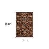 3' X 5' Red Blue Gold And Ivory Oriental Power Loom Stain Resistant Area Rug With Fringe - Homeroots - Flyclothing LLC