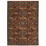 5' X 8' Red Blue Gold And Ivory Oriental Power Loom Stain Resistant Area Rug With Fringe - Homeroots - Flyclothing LLC