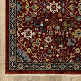 5' X 8' Red Blue Gold And Ivory Oriental Power Loom Stain Resistant Area Rug With Fringe - Homeroots - Flyclothing LLC