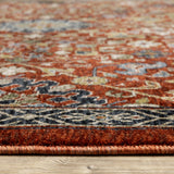 6' X 9' Red Blue Gold And Ivory Oriental Power Loom Stain Resistant Area Rug With Fringe - Homeroots