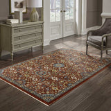 10' X 13' Red Blue Gold And Ivory Oriental Power Loom Stain Resistant Area Rug With Fringe - Homeroots - Flyclothing LLC