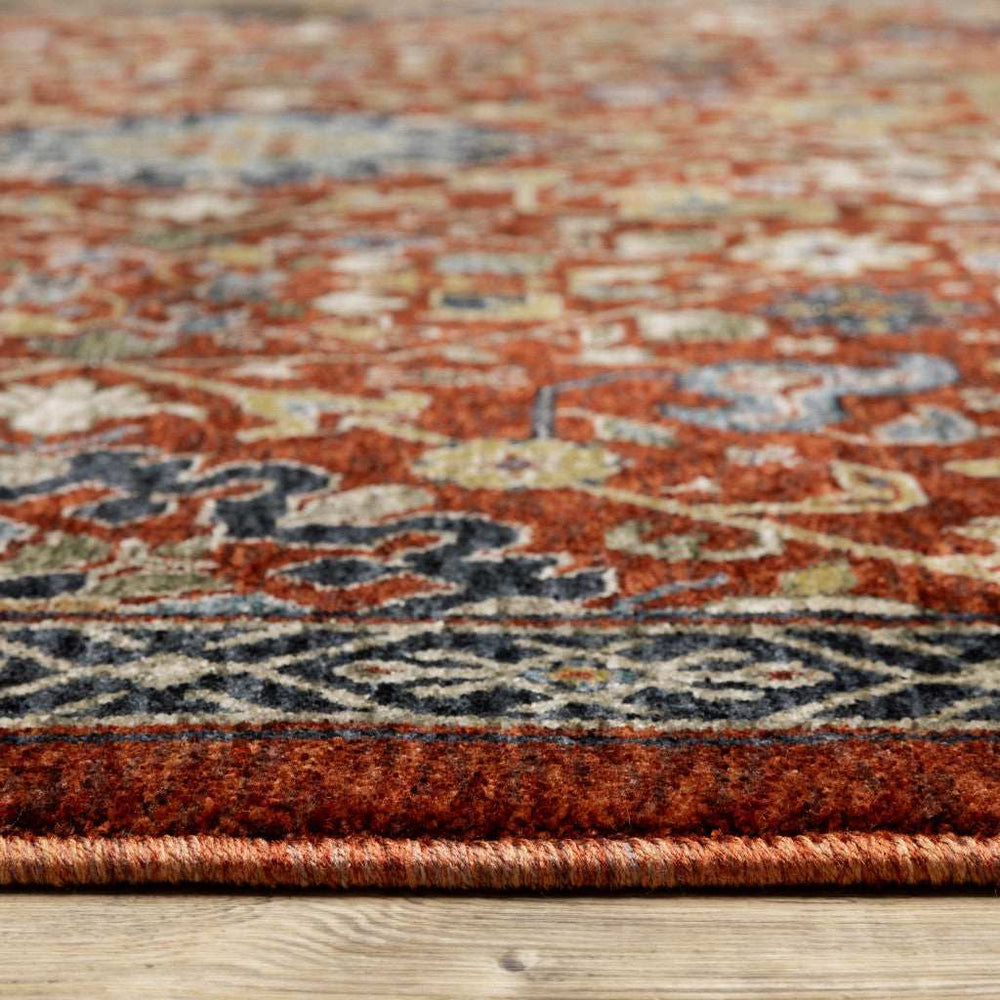 10' X 13' Red Blue Gold And Ivory Oriental Power Loom Stain Resistant Area Rug With Fringe - Homeroots - Flyclothing LLC