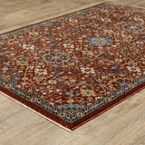 10' X 13' Red Blue Gold And Ivory Oriental Power Loom Stain Resistant Area Rug With Fringe - Homeroots - Flyclothing LLC