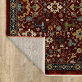 10' X 13' Red Blue Gold And Ivory Oriental Power Loom Stain Resistant Area Rug With Fringe - Homeroots - Flyclothing LLC