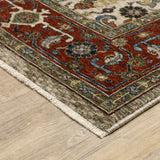 2' X 3' Ivory Red Green Grey Blue And Navy Oriental Power Loom Stain Resistant Area Rug With Fringe - Homeroots - Flyclothing LLC