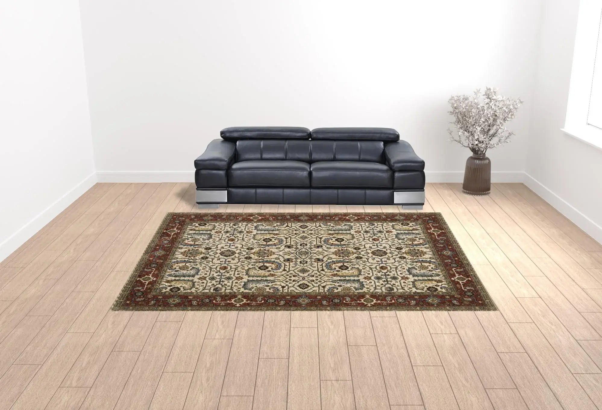 10' X 13' Ivory Red Green Grey Blue And Navy Oriental Power Loom Stain Resistant Area Rug With Fringe - Homeroots - Flyclothing LLC