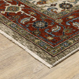 10' X 13' Ivory Red Green Grey Blue And Navy Oriental Power Loom Stain Resistant Area Rug With Fringe - Homeroots - Flyclothing LLC