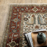 10' X 13' Ivory Red Green Grey Blue And Navy Oriental Power Loom Stain Resistant Area Rug With Fringe - Homeroots - Flyclothing LLC