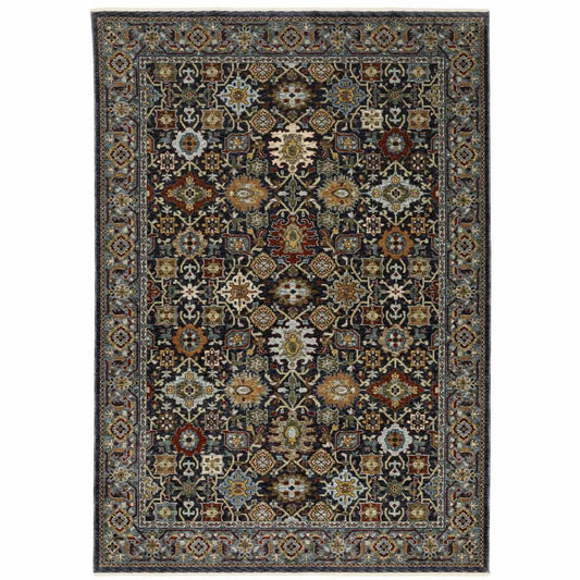 2' X 3' Blue Red Beige Orange Green And Rust Oriental Power Loom Stain Resistant Area Rug With Fringe - Homeroots - Flyclothing LLC