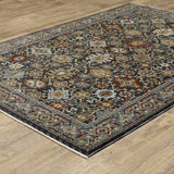 2' X 3' Blue Red Beige Orange Green And Rust Oriental Power Loom Stain Resistant Area Rug With Fringe - Homeroots - Flyclothing LLC