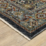 3' X 5' Blue Red Beige Orange Green And Rust Oriental Power Loom Stain Resistant Area Rug With Fringe - Homeroots - Flyclothing LLC