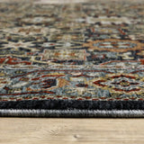 3' X 5' Blue Red Beige Orange Green And Rust Oriental Power Loom Stain Resistant Area Rug With Fringe - Homeroots - Flyclothing LLC
