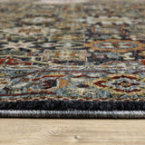 3' X 5' Blue Red Beige Orange Green And Rust Oriental Power Loom Stain Resistant Area Rug With Fringe - Homeroots - Flyclothing LLC