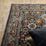 3' X 5' Blue Red Beige Orange Green And Rust Oriental Power Loom Stain Resistant Area Rug With Fringe - Homeroots - Flyclothing LLC