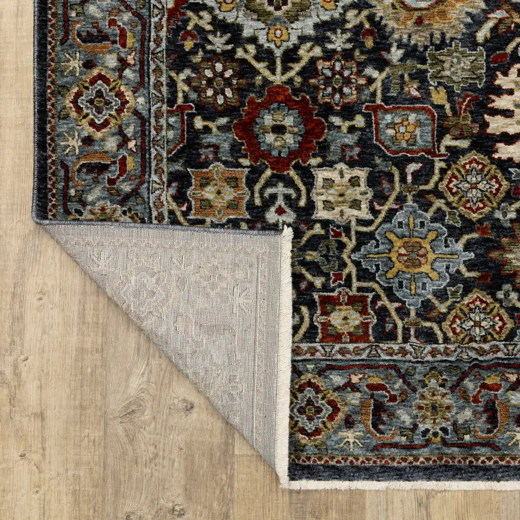 3' X 5' Blue Red Beige Orange Green And Rust Oriental Power Loom Stain Resistant Area Rug With Fringe - Homeroots - Flyclothing LLC