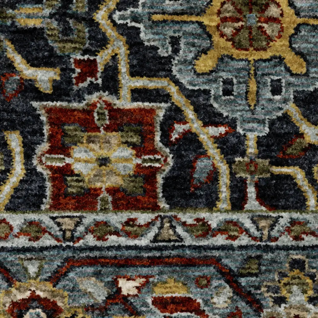 3' X 5' Blue Red Beige Orange Green And Rust Oriental Power Loom Stain Resistant Area Rug With Fringe - Homeroots - Flyclothing LLC