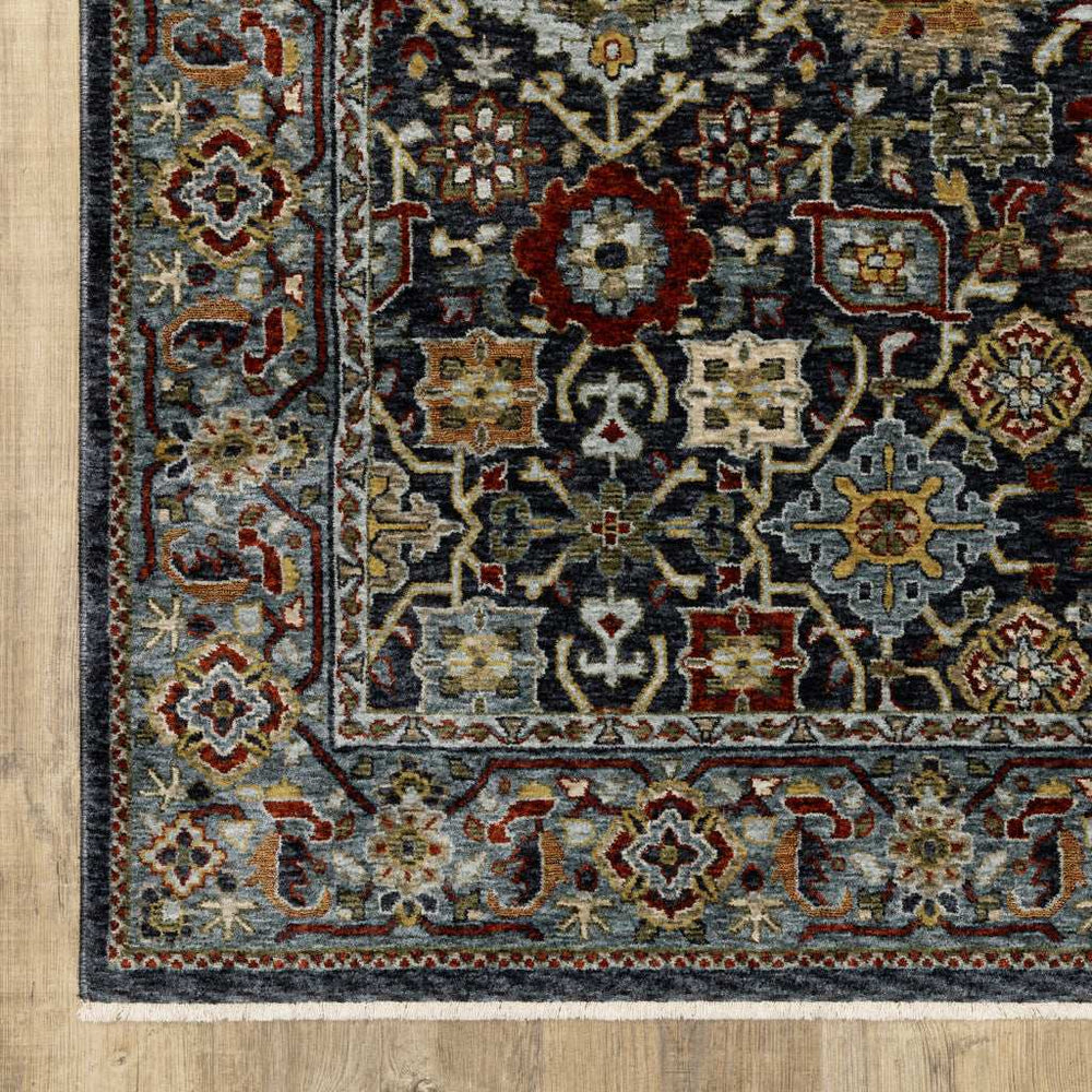 3' X 5' Blue Red Beige Orange Green And Rust Oriental Power Loom Stain Resistant Area Rug With Fringe - Homeroots - Flyclothing LLC
