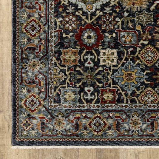 3' X 5' Blue Red Beige Orange Green And Rust Oriental Power Loom Stain Resistant Area Rug With Fringe - Homeroots - Flyclothing LLC